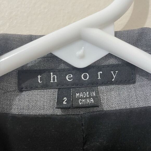 Theory Womens Nichelle Broadway Grey Wool Blend Two Button Closure Blazer Size 2 - Picture 4 of 8